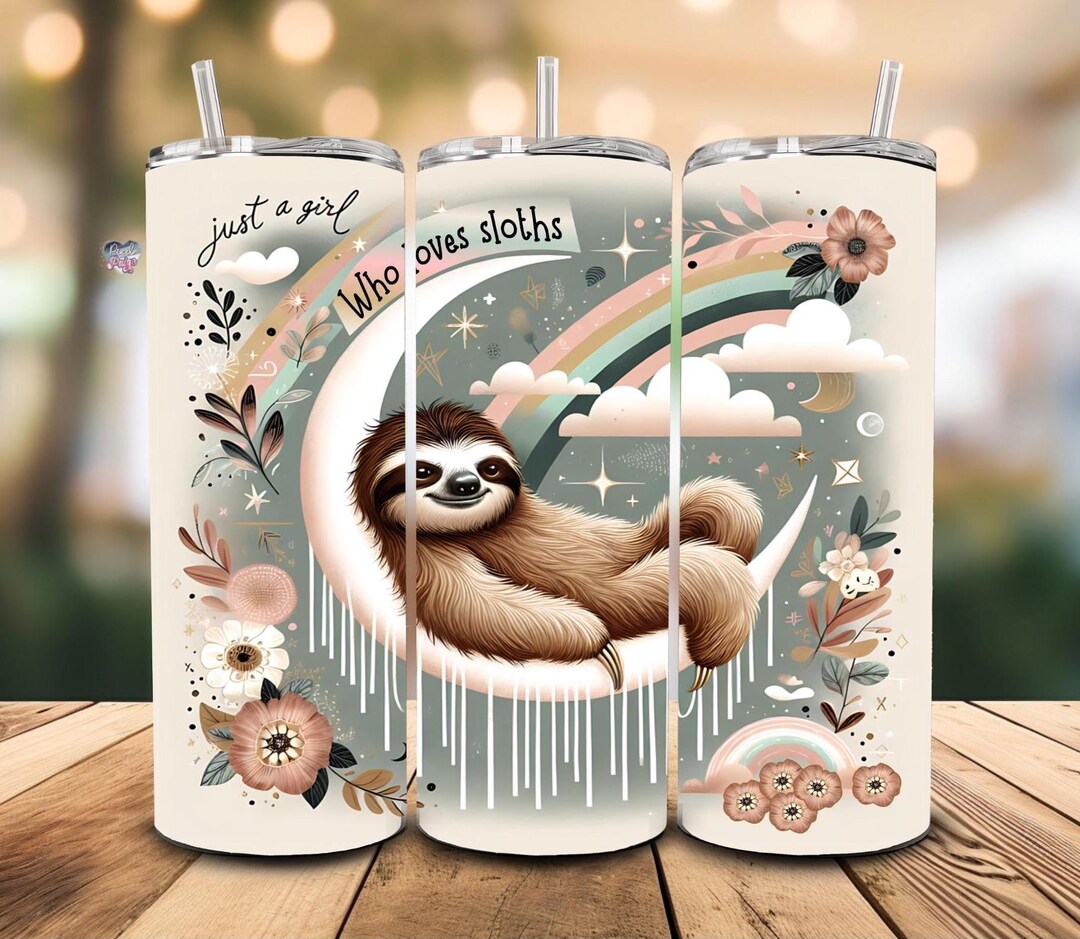 Just a Girl Who Loves Sloths 20 Oz Skinny Tumbler Wrap Cute Sloth ...