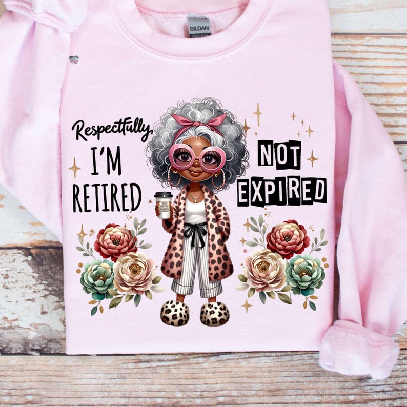 Retired PNG Retirement Clipart Funny sassy Grandma PNG Coffee Cup PNG Black pride Woman Leopard Print Juneteenth sublimation digital