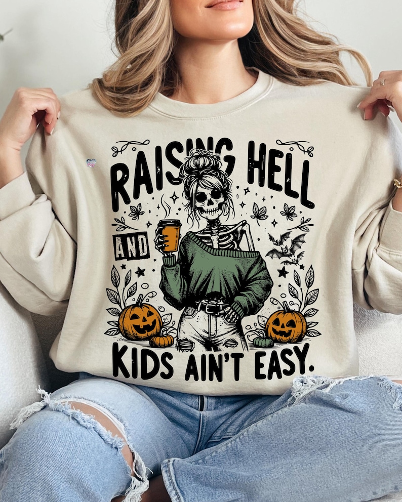 Rolig skelettmamma PNG sarkastisk höstmamma sarkastisk skelett Clipart, kaffeskelett PNG, Halloweenmammaskjorta digital nedladdning bild 3