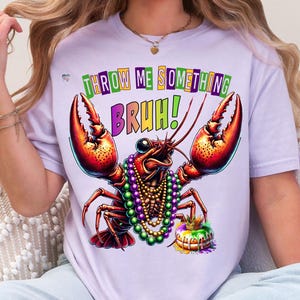 私に何かを投げてください Bruh PNG 面白いマルディグラ ザリガニ デザイン ヴィンテージ ディストレスト フェスティバル 昇華 ニューオーリンズ パーティー クリップアート マルディ ビーズ