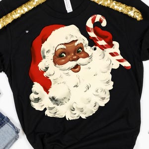 vintage Retro Christmas Black Santa Clipart PNG African American Santa Claus PNG Cute Xmas Shirt Design Holiday Art