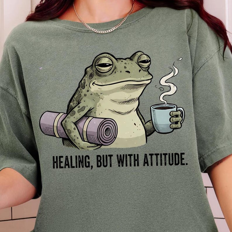 Funny Frog PNG for Shirts, Sarcastic Burnt Out Frog Design, Mental Health Humor Sublimation