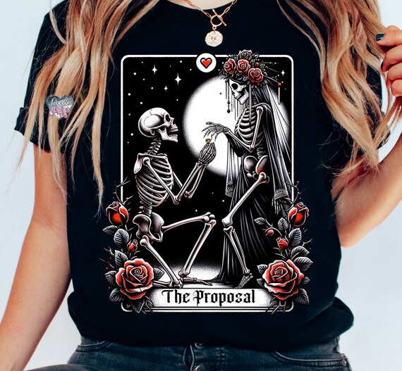 The proposal gothic skeleton tarot card shirt png the lovers engaged png engagement png skeleton goth tarot tshirt design instant download