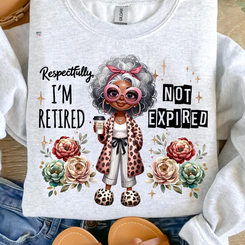 Retired PNG Retirement Clipart Funny sassy Grandma PNG Coffee Cup PNG Black pride Woman Leopard Print Juneteenth sublimation digital