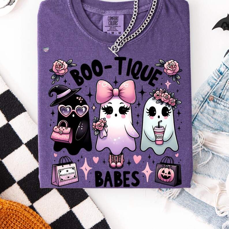 Boo-tique Babes Ghost PNG Pastel Goth Halloween Shirt PNG Cute Ghost Clipart Spooky Coquette Halloween Digital Download