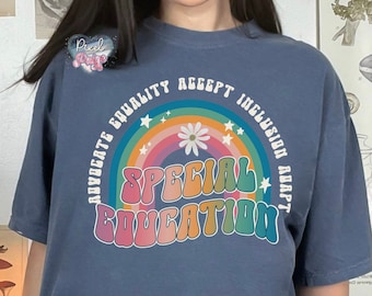 Sped teacher rainbow png special education teacher png back to school png sped teacher life png retro teach instant download special Ed png