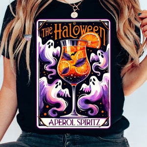 Aperol spritz Halloween carte de tarot PNG signature bar à cocktails signe édition fantasmagorique chemise esthétique fantôme aperol spiritz PNG numérique uniquement
