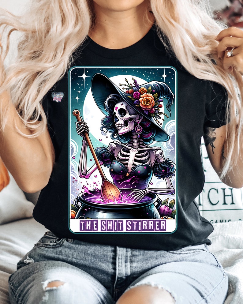 Sarcastic witch clipart tarot cards PNG witchy skeleton horror sublimation design sweary halloween decor tarot witchy aesthetic PNG digital image 2