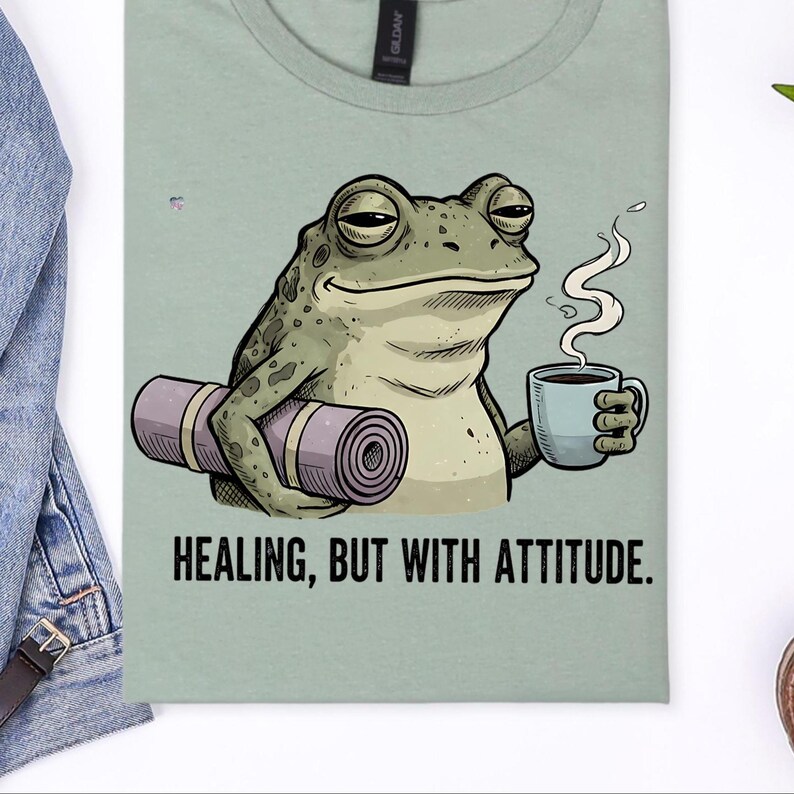 Funny Frog PNG for Shirts, Sarcastic Burnt Out Frog Design, Mental Health Humor Sublimation