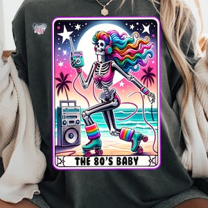 The 80s baby tarot card PNG generation x PNG mom sublimation retro sassy skeleton mama tshirt PNG 1980s png tarot cards png digital download image 5