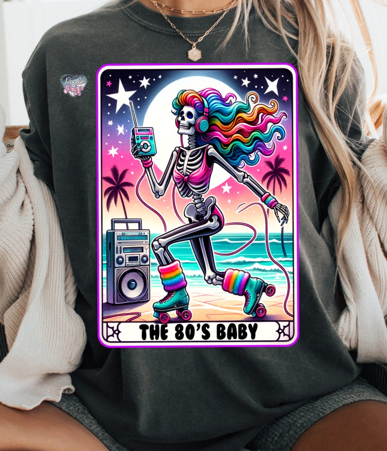The 80s baby tarot card PNG generation x PNG mom sublimation retro sassy skeleton mama tshirt PNG 1980s png tarot cards png digital download image 5