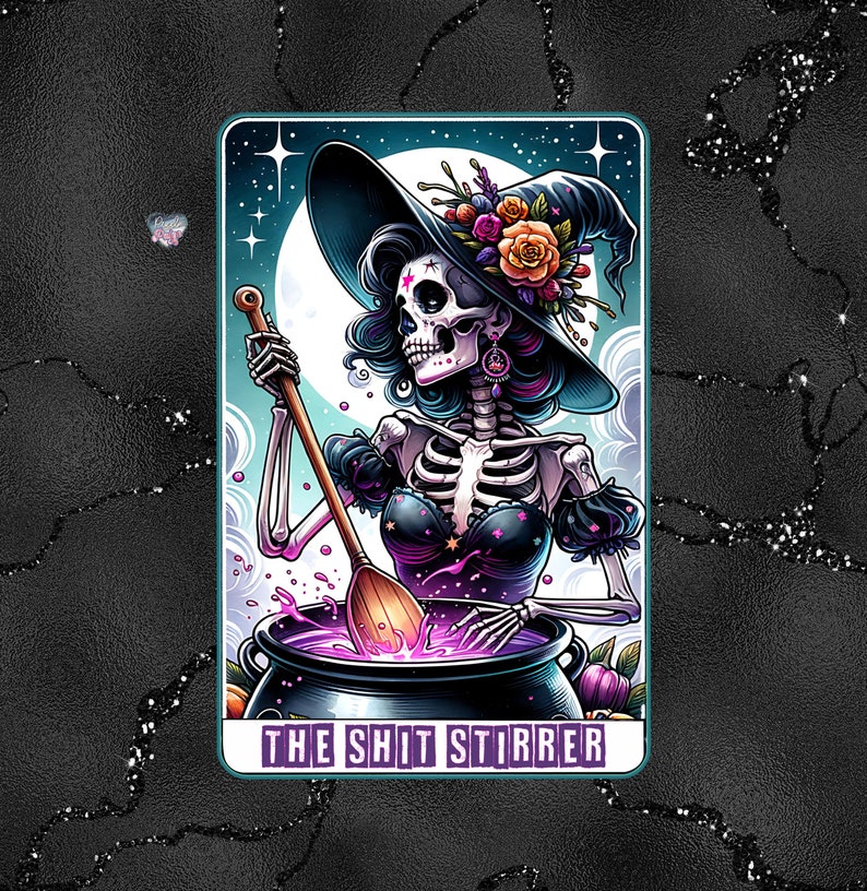 Sarcastic witch clipart tarot cards PNG witchy skeleton horror sublimation design sweary halloween decor tarot witchy aesthetic PNG digital image 6