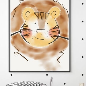 Jungle Animal Nursery Decor, Safari Nursery Decor, Children&#39;s illustration art print kids decor nursery wall art, Printable