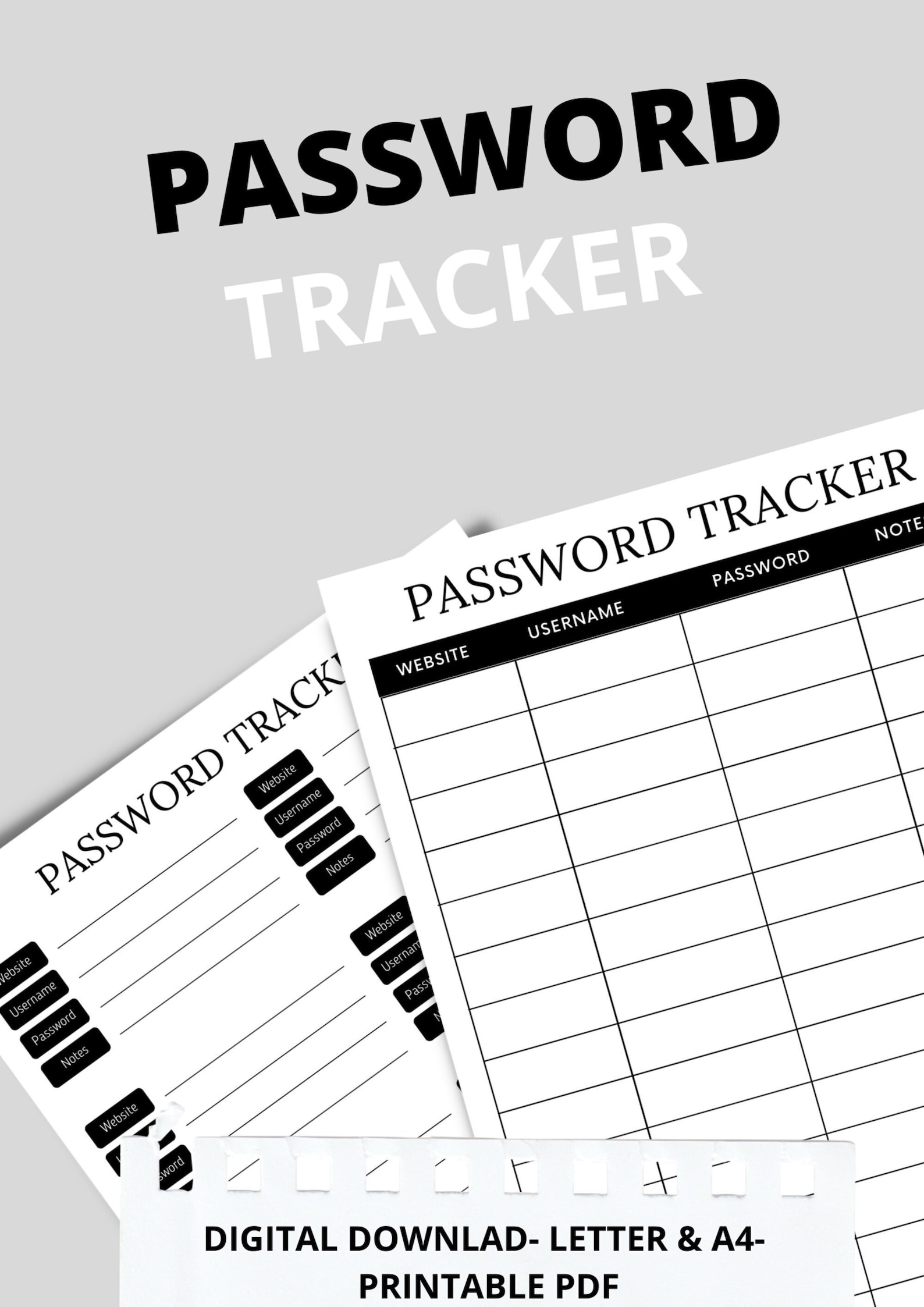 Printable Password Tracker, Password Log, Password Keeper, Digital ...