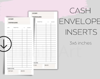 Minimalist Cash Envelope Inserts: Budgeting & Spending Tracker (Digital Download)