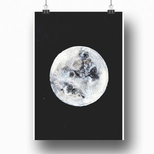 Halloween Art Printable, Moon Art Print, Aesthetic Celestial Wall Decor, Artistic Moon Print, Full Moon, Night Sky Artwork, Digital Download