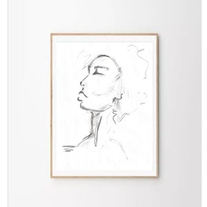 Abstract sketch print, Woman portrait art, Vintage line drawing, Abstract line art, Figurative Art, minimalist wall art, Female drawing