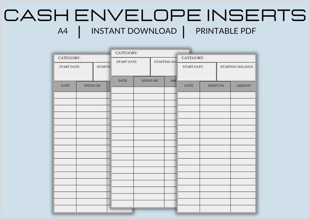 Cash Envelope Inserts | Budgeting Inserts | Cash Trackers | Printable ...