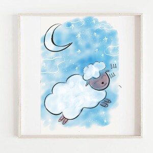 Animal Nursery Decor, Sheep, Children&#39;s illustration art print kids decor nursery wall art, Printable