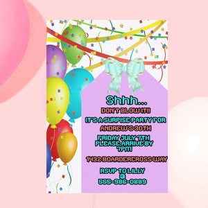 Shhhh Surprise Birthday Party Invitation | Editable Instant Download Invitation, Corjl (5X7)