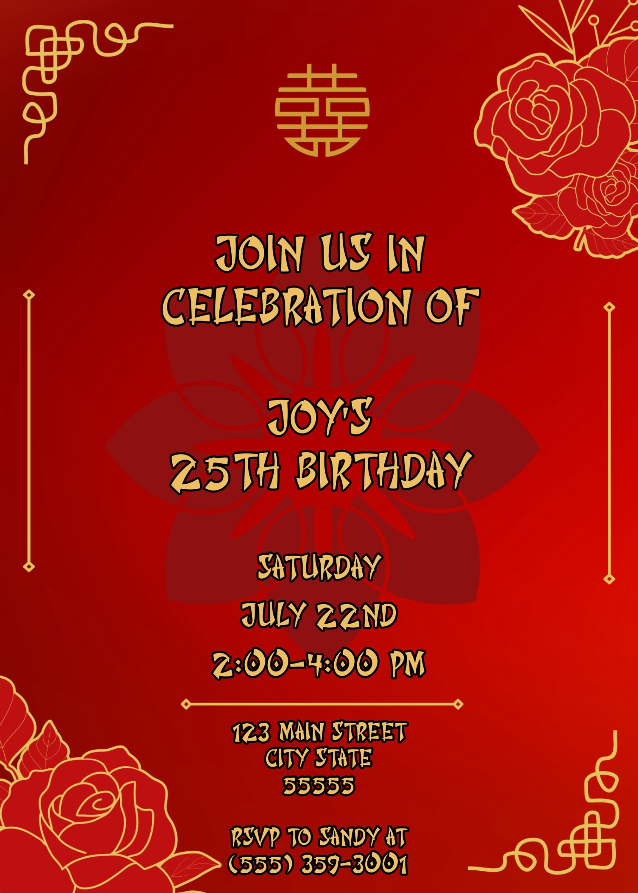 Chinese Birthday Invitation: Editable Celebration Template (digital ...