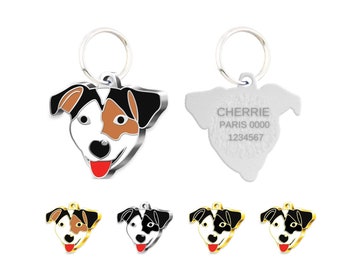 PetTagArt Jack Russel Personalized Dog Tag with Engraving, Pet-ID tag, Enameled Dog Tag, Gold & Silver color
