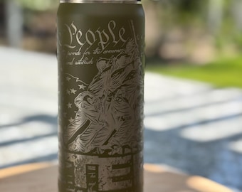 Engraved Military Veteran Water Bottle: 20 Oz Insulated Stainless Steel, Full Wrap