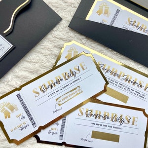 PERSONALIZED golden ticket - Scratch ticket, personalized gift, surprise voucher, birthday card - Gold/Gold