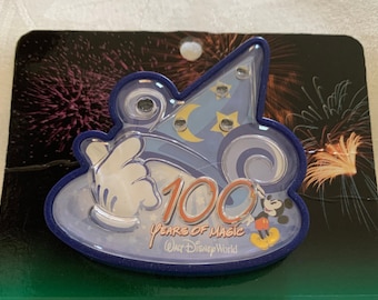 Light up Mickey Mouse Fantasia hat pin Walt Disney 100th anniversary celebration media day