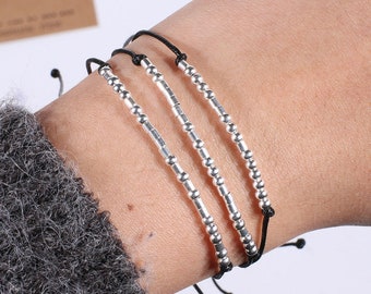 Handmade Morse Code Beads Adjustable Black String Bracelet With I Love You Lettering Cardboard Creative Charm Jewelry For Lover