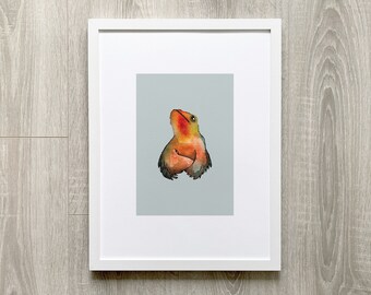 Grumpy Imaginary Bird Animal Portrait | Art Print