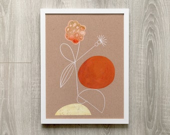 Abstract Floral Hand-drawn Illustration on Natural Brown Paper | Limited Series