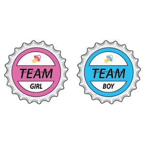 GEDRUKT Pixar UP Team Girl & Boy Soda Pins Gender Reveal Sticker/Sticker (decoratie)