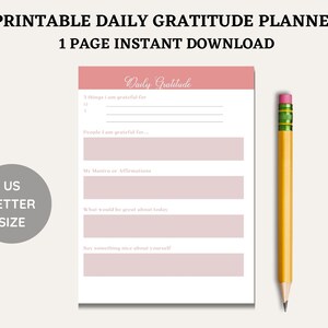 Daily Gratitude Journal | Daily Reflection Self Care Planner | Self Discovery Planner Inserts | Daily Gratitude Journal | Instant Download
