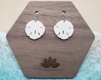 Sand Dollar Earrings, Acrylic Earrings, Lightweight Dangle Earrings, Small Dangle Earrings, Small Dangle Earrings for Women, Stainless Steel