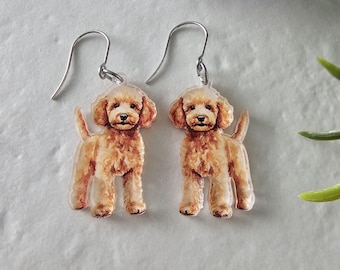 Poodle Earrings, Hypoallergenic Stainless Steel Earring Wires or Clip Ons