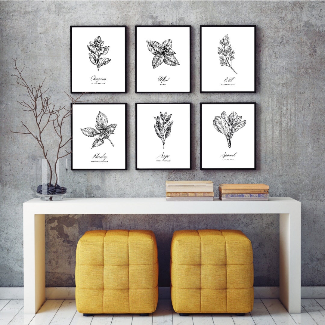 Kitchen Herbs Print, Culinary Herbs Poster Set, Oregano Sage Parsley ...