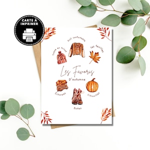 Carte de vœux d'automne, carte de Thanksgiving, carte de remerciement, carte d'automne vierge, carte à imprimer d'automne