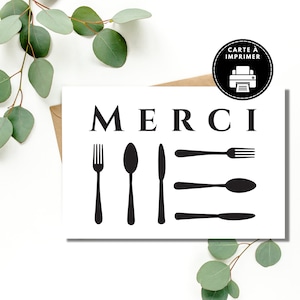 Thank you card in French, Card for small business, Food theme card to print, Card for caterer
