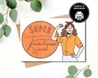 Carta per assistente sociale, Regalo per assistente sociale, Biglietto di ringraziamento, Biglietto in francese, Biglietto da scaricare, Biglietto da stampare