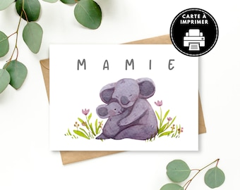Mother's Day Card, Grandma's Day Card, Mother's Day Gifts, Grandmother's Day Card, Printed Card, Koala, Granny, Quebec Product