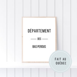 Lost stockings poster, Laundry room poster, Laundry room poster, Poster in French, Comical laundry room poster