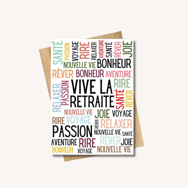 Carte de retraite en français à imprimer, Carte vive la retraite, Carte de retraite pour femme, cadeaux de retraite image 2