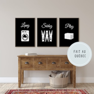 Set of 3 Laundry Room Posters, Laundry Room Poster, Wash, Dry, Fold, Poster, Digital Print, Wall Decoration
