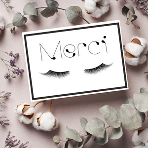 Map in French. Thank you for beautician, thank you card, Card for French-speaking customer, eyelash installation, card to print