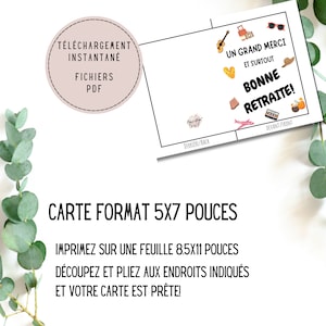 Carte de retraite à imprimer, carte pour employer retraité, carte pour collègue retraite, carte bonne retraite, carte retraite en français image 2