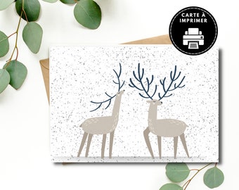 Digital Christmas card without text, Christmas card with deer, Blank Christmas card, Christmas card to print, Digital card