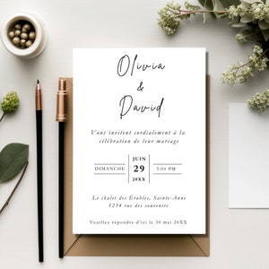 Minimalist Wedding Invitation, Mobile Wedding Invitation, Editable Wedding Invitation, French Wedding Invitation