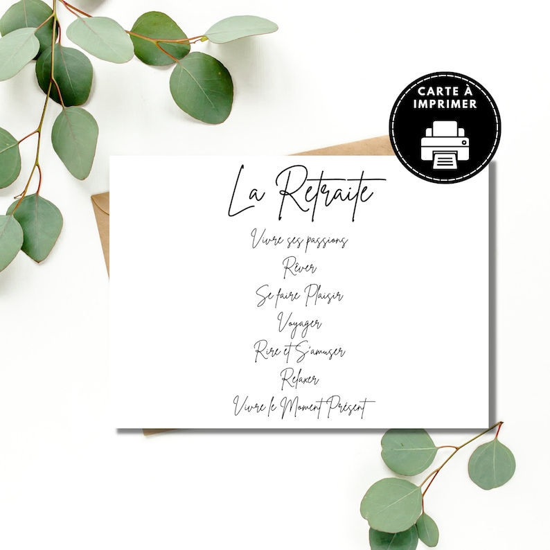 Carte de Retraite, Bonne Retraite, carte retraite en français, Carte à imprimer, Cadeaux Retraite image 1