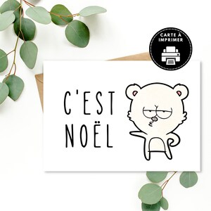 Carte de Noël à imprimer, Carte de Noël numérique avec ours polaire, carte minimaliste de Noël, C'est Noël Carte imprimable